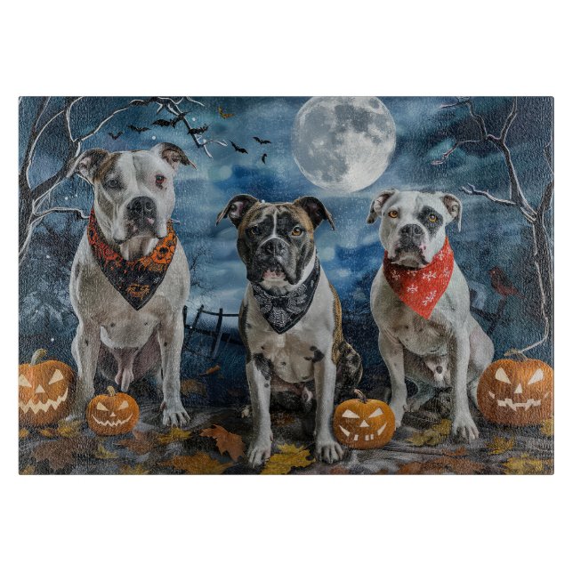 American Staffordshire Halloween Spooky  Cutting Board (Front)