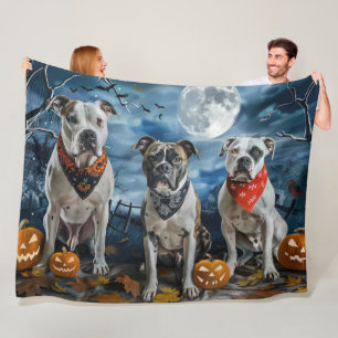 American Staffordshire Halloween Spooky Fleece Blanket