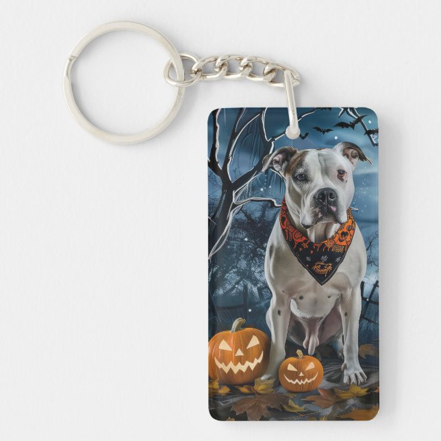 American Staffordshire Halloween Spooky  Key Ring (Front)
