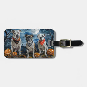 American Staffordshire Halloween Spooky  Luggage Tag