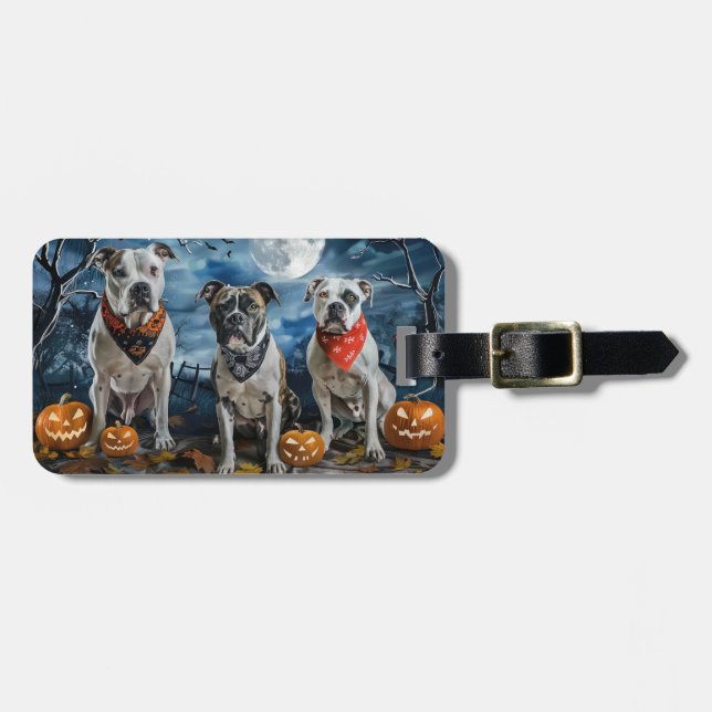 American Staffordshire Halloween Spooky  Luggage Tag (Front Horizontal)
