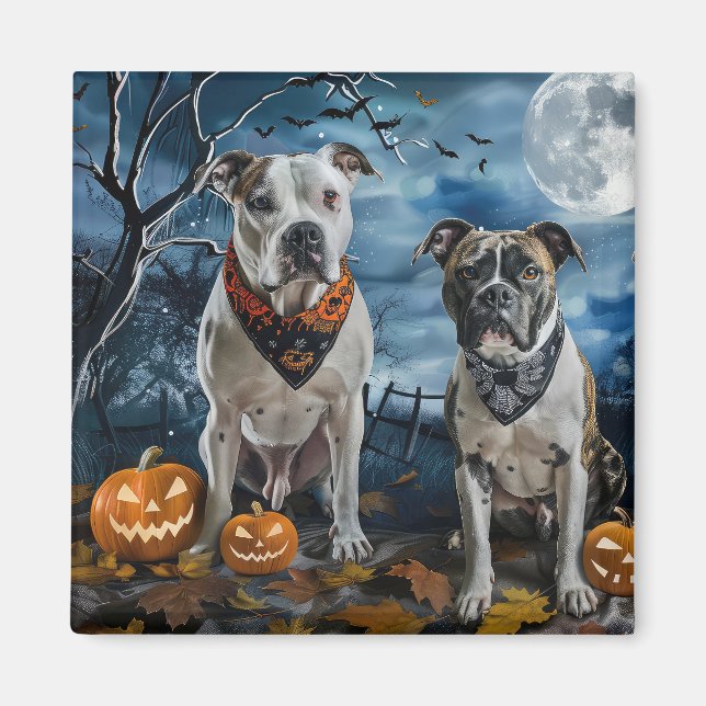 American Staffordshire Halloween Spooky  Magnet (Front)