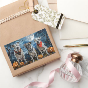 American Staffordshire Halloween Spooky  Rectangular Sticker