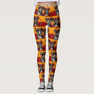 American Staffordshire Heart Roses Valentine's Day Leggings