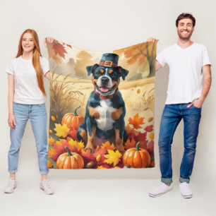 American Staffordshire in Autumn Leaves Fleece Blanket