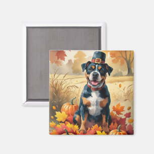 American Staffordshire in Autumn Leaves  Magnet