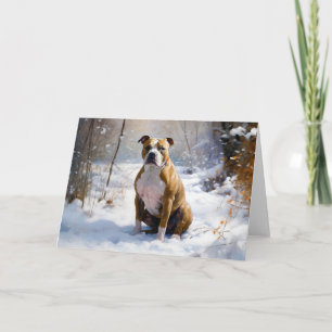American Staffordshire Let It Snow Christmas  Card