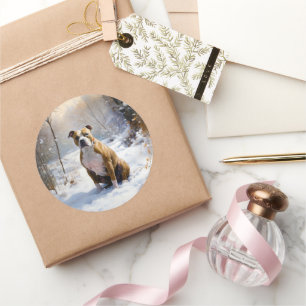 American Staffordshire Let It Snow Christmas  Classic Round Sticker