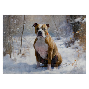 American Staffordshire Let It Snow Christmas Cutting Board