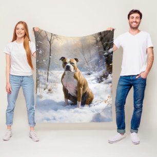 American Staffordshire Let It Snow Christmas  Fleece Blanket