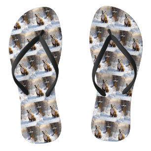American Staffordshire Let It Snow Christmas  Flip Flops