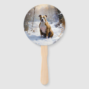 American Staffordshire Let It Snow Christmas  Hand Fan