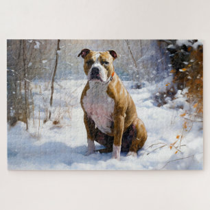 American Staffordshire Let It Snow Christmas  Jigsaw Puzzle