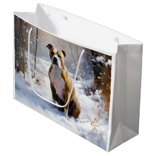 American Staffordshire Let It Snow Christmas Large Gift Bag