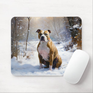 American Staffordshire Let It Snow Christmas Mouse Mat