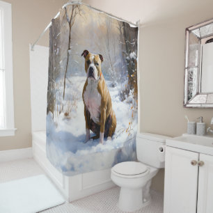 American Staffordshire Let It Snow Christmas  Shower Curtain