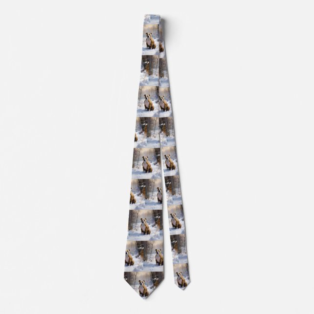American Staffordshire Let It Snow Christmas  Tie (Front)