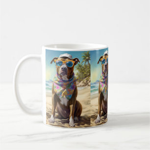 American Staffordshire on Beach,summer gift Coffee Mug