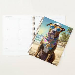 American Staffordshire on Beach,summer gift Planner