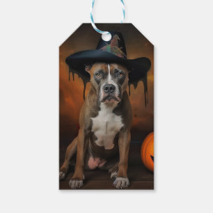 American Staffordshire Pumpkins Halloween Scary Gift Tags