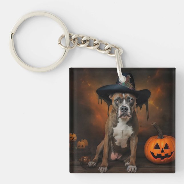American Staffordshire Pumpkins Halloween Scary Key Ring (Front)