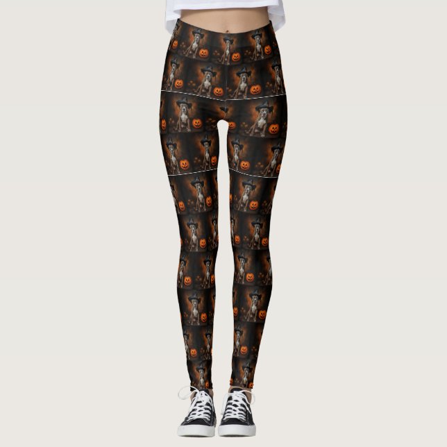 American Staffordshire Pumpkins Halloween Scary Leggings (Front)