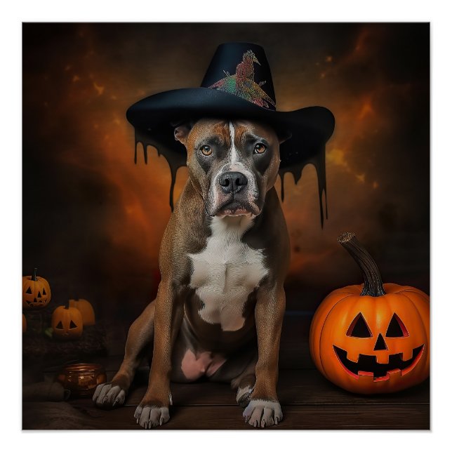 American Staffordshire Pumpkins Halloween Scary Poster (Front)