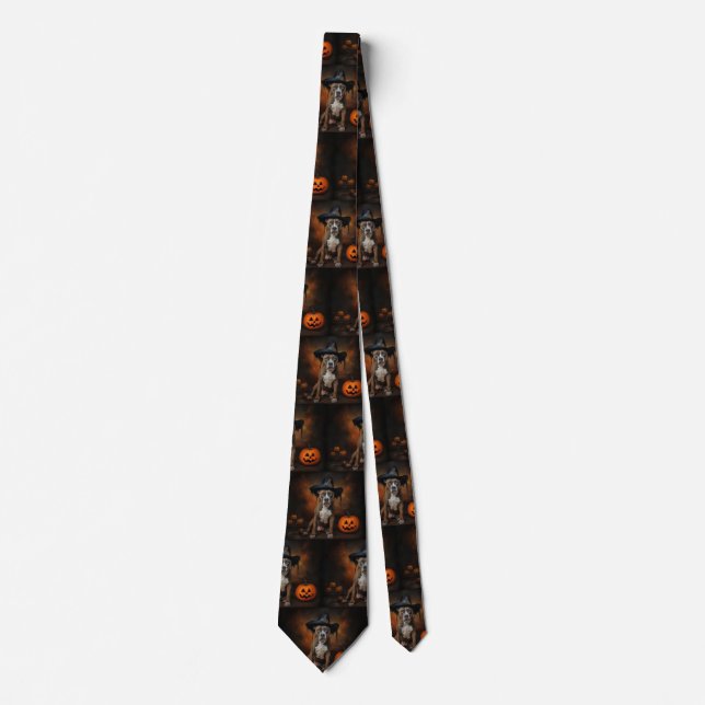 American Staffordshire Pumpkins Halloween Scary Tie (Front)