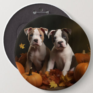 American Staffordshire Puppy Autumn Delight 6 Cm Round Badge