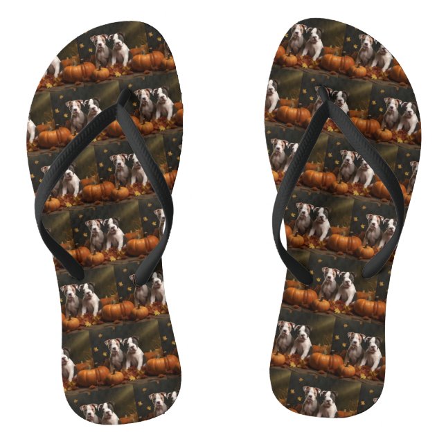 American Staffordshire Puppy Autumn Delight Flip Flops (Footbed)