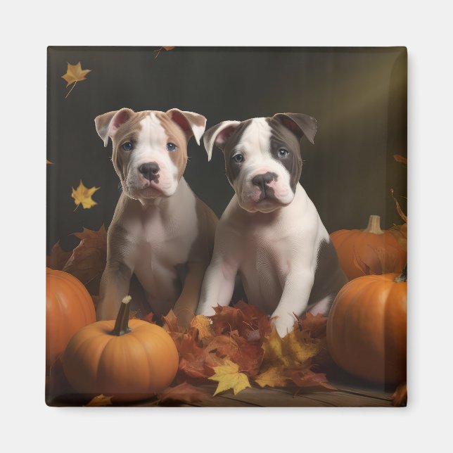 American Staffordshire Puppy Autumn Delight Magnet (Front)