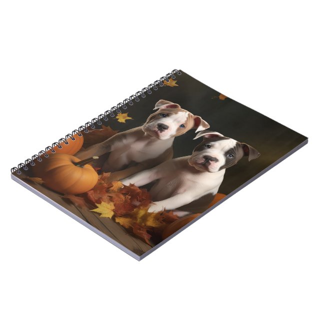 American Staffordshire Puppy Autumn Delight Notebook (Left Side)