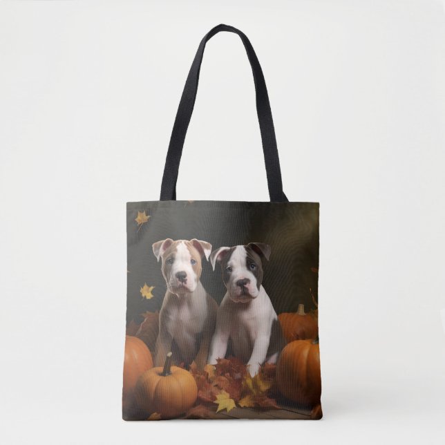 American Staffordshire Puppy Autumn Delight Tote Bag (Front)