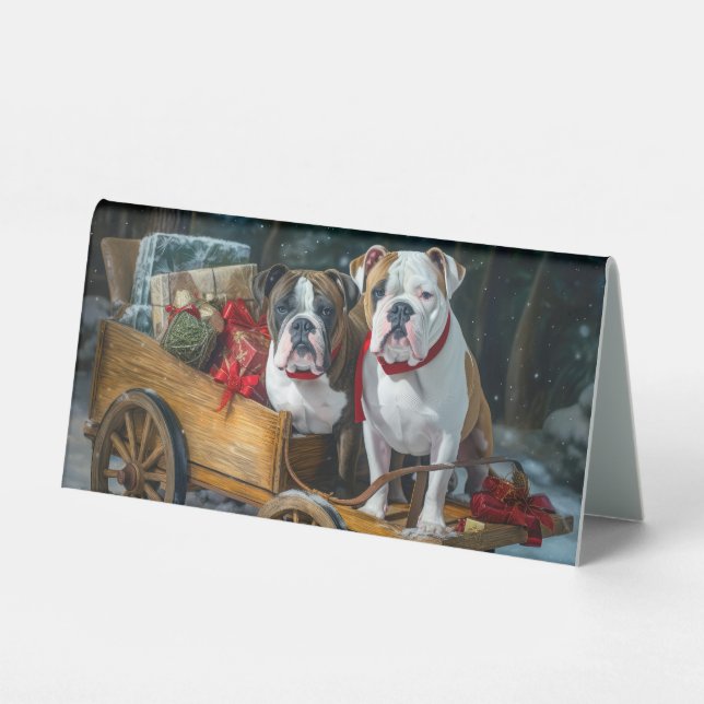 American Staffordshire Snowy Sleigh Christmas  (Front)