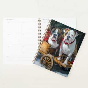 American Staffordshire Snowy Sleigh Christmas  Planner
