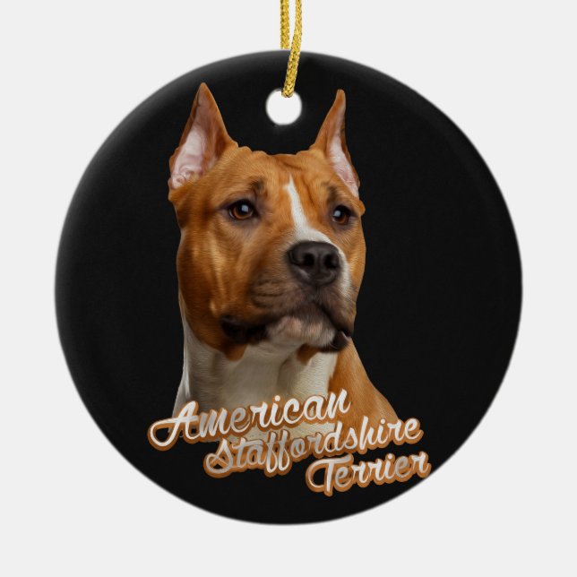 American Staffordshire Terrier - Amstaff Ceramic Tree Decoration (Front)