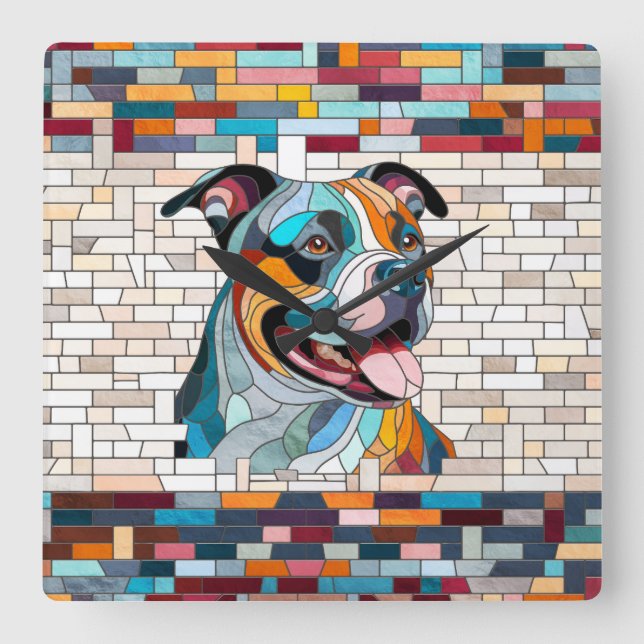 American Staffordshire Terrier - Amstaff Square Wall Clock (Front)