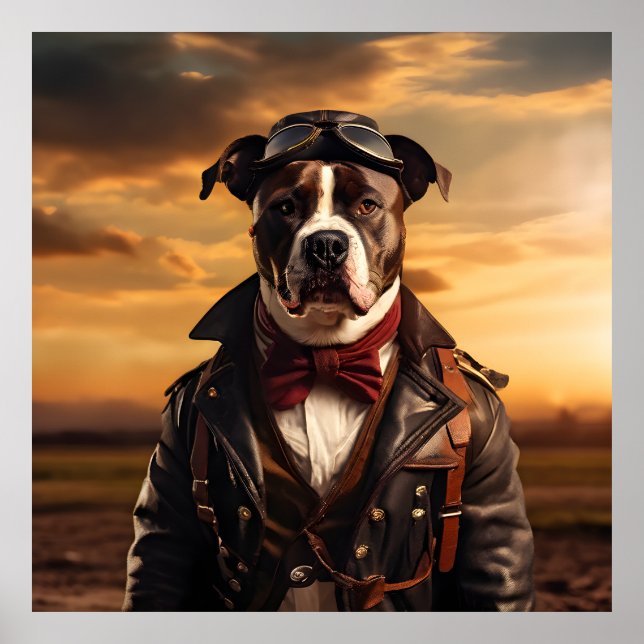 American Staffordshire Terrier Aviator Vintage Poster (Front)