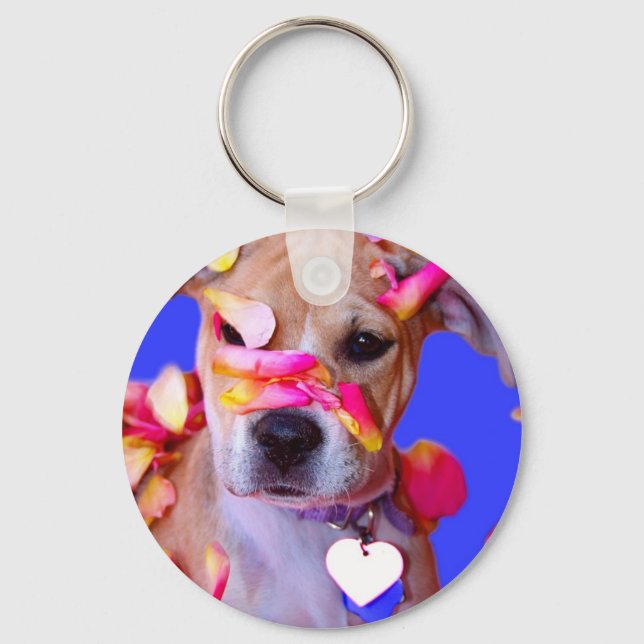 American Staffordshire Terrier Boxer Mix Puppy Dog Key Ring (Front)