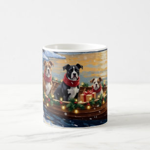 American Staffordshire Terrier Christmas Boat Coffee Mug