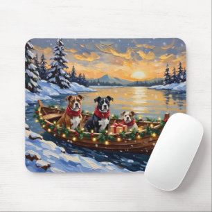 American Staffordshire Terrier Christmas Boat Mouse Mat