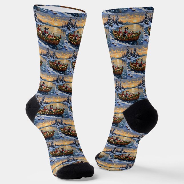 American Staffordshire Terrier Christmas Boat Socks (Angled)