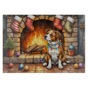 American Staffordshire Terrier Christmas Lights Cutting Board