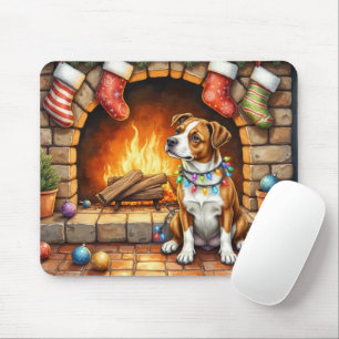 American Staffordshire Terrier Christmas Lights Mouse Mat