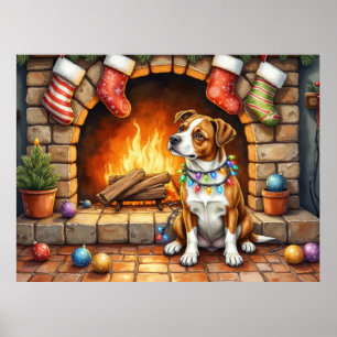 American Staffordshire Terrier Christmas Lights Poster