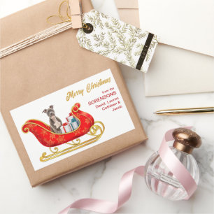 American Staffordshire Terrier Christmas Sleigh Rectangular Sticker