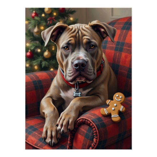 American Staffordshire Terrier Cozy Christmas Poster (Front)