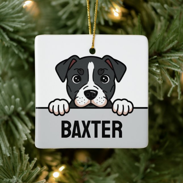 American Staffordshire Terrier Custom Amstaff Dog Ceramic Ornament (Tree)
