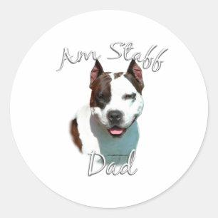 American Staffordshire Terrier Dad 2 Classic Round Sticker
