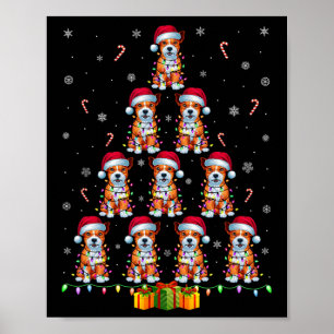 American Staffordshire Terrier Dog Santa Hat Xmas  Poster